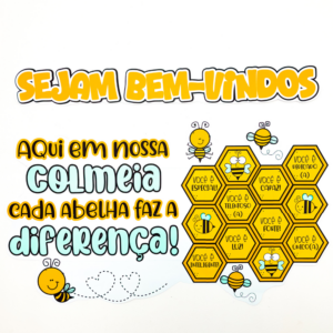 Painel Bem-Vindos Equipe – Tema Abelhas